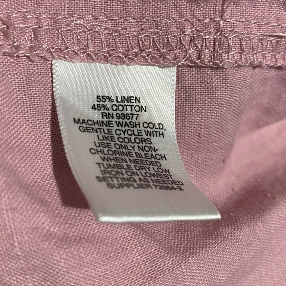 Liz Claiborne Cropped Pants XXL Pink Wide Leg Relaxed 4-Pockets Linen Cotton - Picture 13 of 13